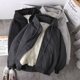 Jacket solid color hoodies imitation lamb wool korean