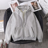 Jacket solid color hoodies imitation lamb wool korean