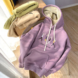 Jacket solid color hoodies imitation lamb wool korean