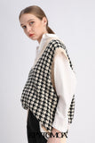 KPYTOMOA Women Oversized Houndstooth Sleeveless Vest Sweater Waistcoat Chic Tops