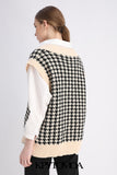 KPYTOMOA Women Oversized Houndstooth Sleeveless Vest Sweater Waistcoat Chic Tops