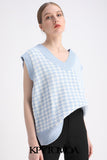 KPYTOMOA Women Oversized Houndstooth Sleeveless Vest Sweater Waistcoat Chic Tops