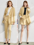 Amii Minimalism 4 piece set Solid blazer,tanks,high waist pants