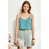 Amii Minimalism 4 piece set Solid blazer,tanks,high waist pants