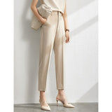 Amii Minimalism 4 piece set Solid blazer,tanks,high waist pants