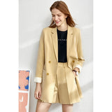Amii Minimalism 4 piece set Solid blazer,tanks,high waist pants