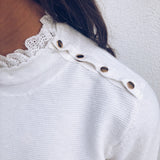 Ruffles Sexy Lace Patchwork Sweater O-Neck Long Sleeve