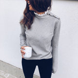 Ruffles Sexy Lace Patchwork Sweater O-Neck Long Sleeve