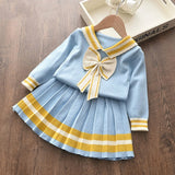 Melario Autumn Winter Girls Top and Plaid Princess Baby Sweater Knitted Dress 2Pcs