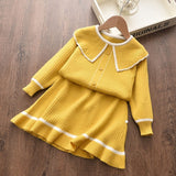 Melario Autumn Winter Girls Top and Plaid Princess Baby Sweater Knitted Dress 2Pcs