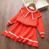 Melario Autumn Winter Girls Top and Plaid Princess Baby Sweater Knitted Dress 2Pcs