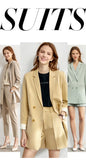 Amii Minimalism 4 piece set Solid blazer,tanks,high waist pants