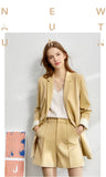 Amii Minimalism 4 piece set Solid blazer,tanks,high waist pants