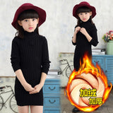 Winter Cotton knitting Dress Teenager Girls Long Sleeve Autumn Fall Clothes Elegant Pleated Dress