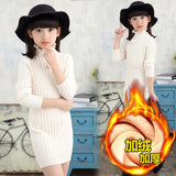 Winter Cotton knitting Dress Teenager Girls Long Sleeve Autumn Fall Clothes Elegant Pleated Dress