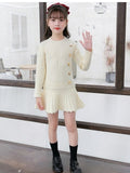 Winter Cotton knitting Dress Teenager Girls Long Sleeve Autumn Fall Clothes Elegant Pleated Dress