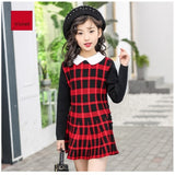 Winter Cotton knitting Dress Teenager Girls Long Sleeve Autumn Fall Clothes Elegant Pleated Dress