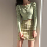 Korean Style O-neck Short Knitted Sweaters Cardigan
