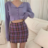 Korean Style O-neck Short Knitted Sweaters Cardigan