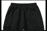 Men's Side Pockets Cargo Harem Pants Ribbons Black Hip Hop