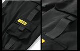 Men's Side Pockets Cargo Harem Pants Ribbons Black Hip Hop