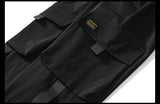 Men's Side Pockets Cargo Harem Pants Ribbons Black Hip Hop