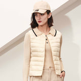 Women White Duck Down Vest Soft Fabric Ultra Light Vest