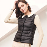Women White Duck Down Vest Soft Fabric Ultra Light Vest