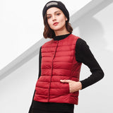 Women White Duck Down Vest Soft Fabric Ultra Light Vest