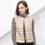 Women White Duck Down Vest Soft Fabric Ultra Light Vest