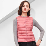 Women White Duck Down Vest Soft Fabric Ultra Light Vest