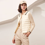 Women White Duck Down Vest Soft Fabric Ultra Light Vest