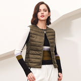 Women White Duck Down Vest Soft Fabric Ultra Light Vest
