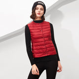 Women White Duck Down Vest Soft Fabric Ultra Light Vest