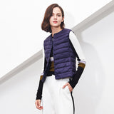 Women White Duck Down Vest Soft Fabric Ultra Light Vest