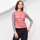Women White Duck Down Vest Soft Fabric Ultra Light Vest