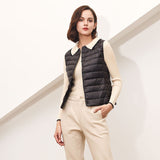Women White Duck Down Vest Soft Fabric Ultra Light Vest