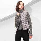 Women White Duck Down Vest Soft Fabric Ultra Light Vest