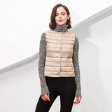Women White Duck Down Vest Soft Fabric Ultra Light Vest