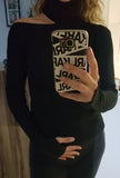 Knitted Sweater Off Shoulder Pullovers Long Sleeve Turtleneck