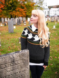 Yangelo Gothic Ghost Pattern Sweater Knit Top Loose Long Sleeves
