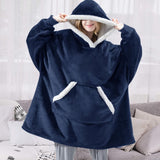 Women Winter Hoodies Fleece Giant TV Blanket With Sleeves