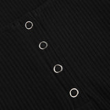 Darlingaga sexy black bodysuits skinny buttons long sleeve