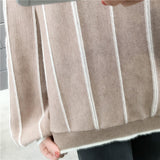Autumn Winter New Knitted Sweater Women Loose wild V Neck Striped Pullover