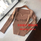 Women cashmere sqaure collar full sleeve elastic waist pullover