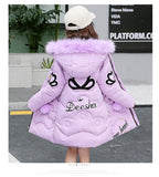 Teen Young Girls Warm Coat Winter Parkas Outerwear Kids Fur Hooded Jacket