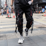 Men Hip Hop Black Cargo Pants joggers Sweatpants Overalls Streetwear