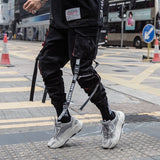 Men Hip Hop Black Cargo Pants joggers Sweatpants Overalls Streetwear