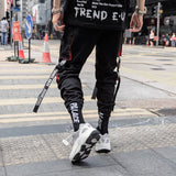 Men Hip Hop Black Cargo Pants joggers Sweatpants Overalls Streetwear