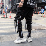 Men Hip Hop Black Cargo Pants joggers Sweatpants Overalls Streetwear